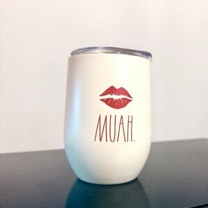 RAE DUNN 12oz Insulated Stainless Steel White Tumbler💋 Cup w/Clear Lid